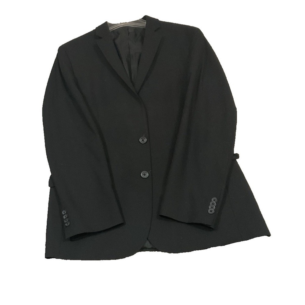 Kenneth Cole Blazer 40R Classic Black Preppy Two Button‎ Interview Blazer Jacket